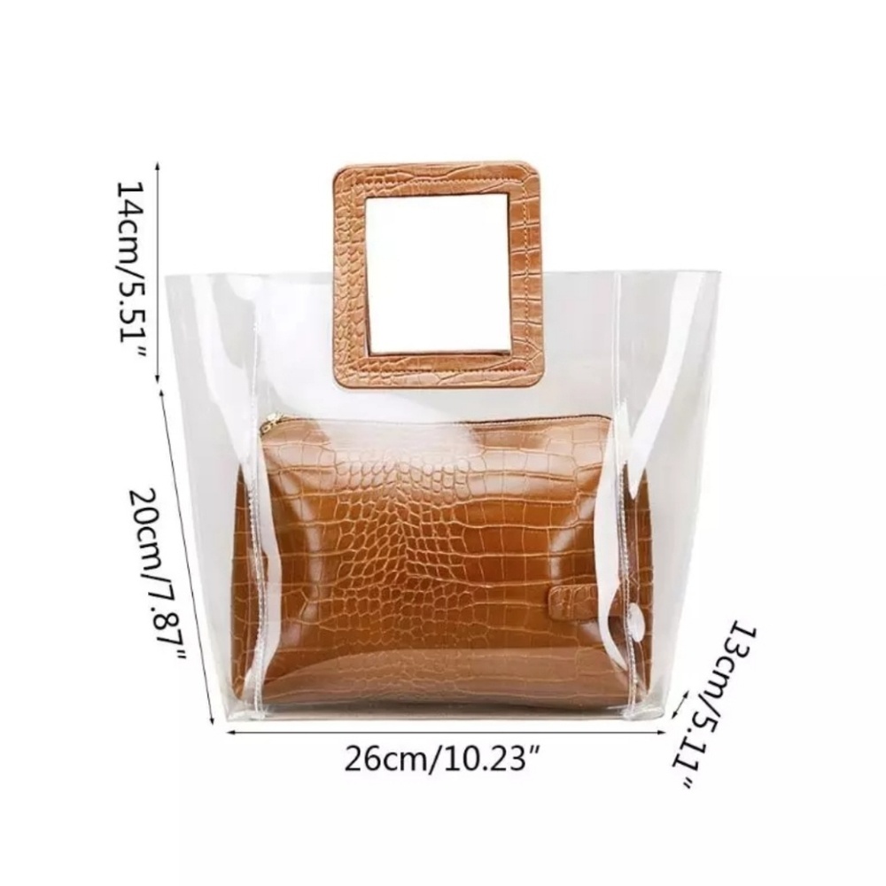 2 n 1 Clear Tote Bag with Croc Effect - Picture 6 of 8